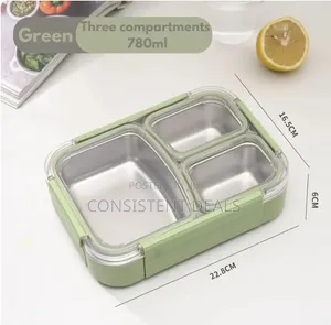 3-Compartment Stainless Steel Bento Lunch Box