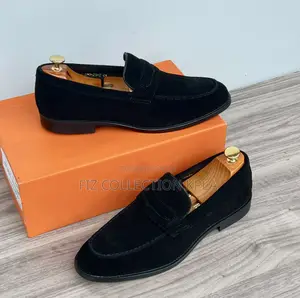Black Luxury Suede Penny Loafers
