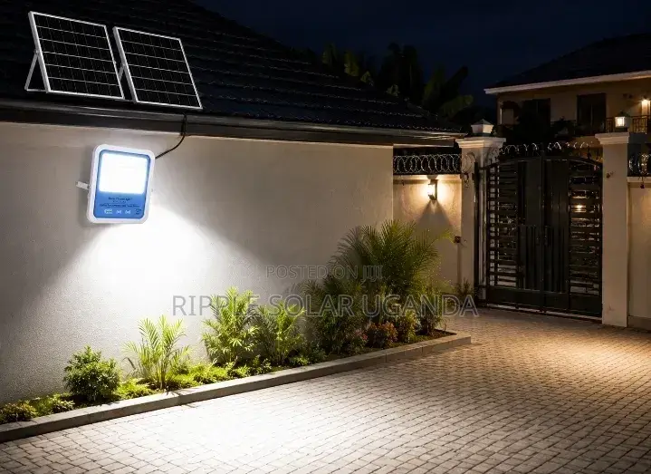 300w Solar Flood Light With 2 Panels Outdoor Security Light