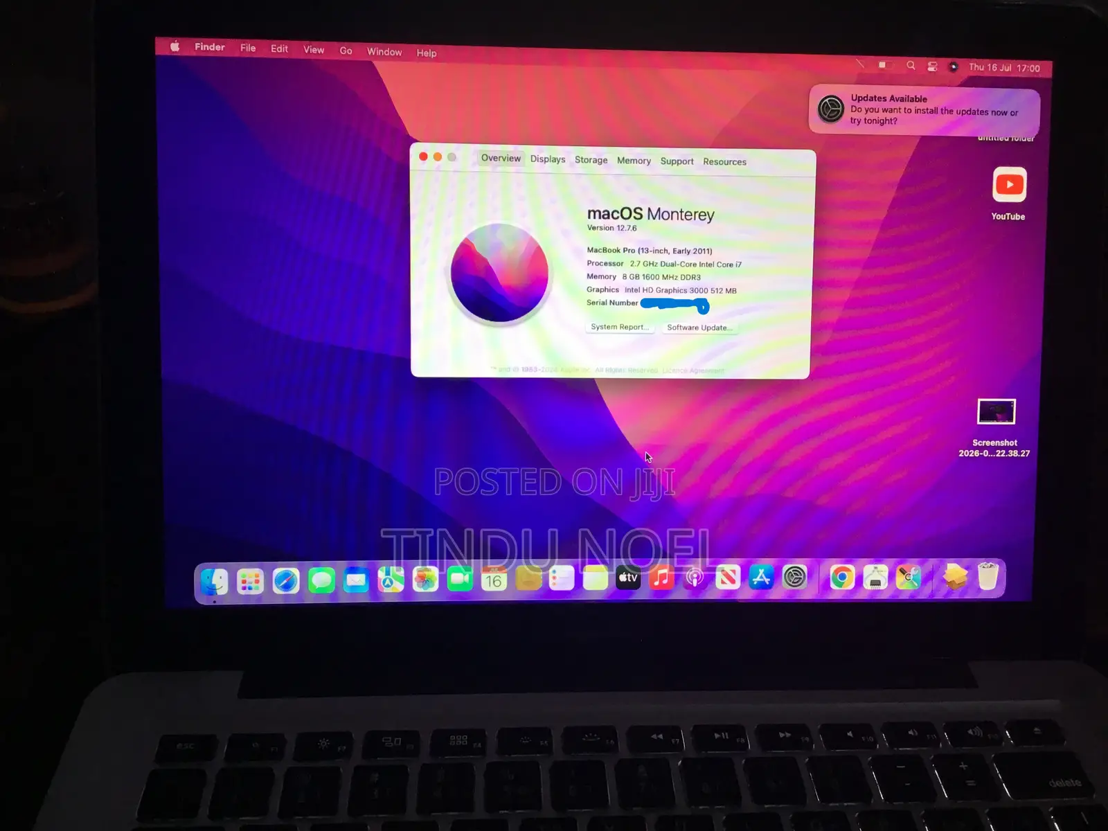 Laptop Apple MacBook Pro 8GB Intel Core i7 HDD+SSD 160GB