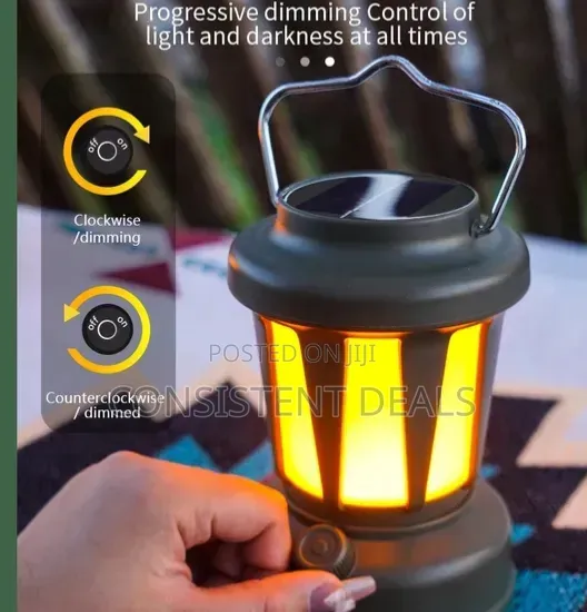Retro-Style Solar-Rechargeable LED Camping Lantern