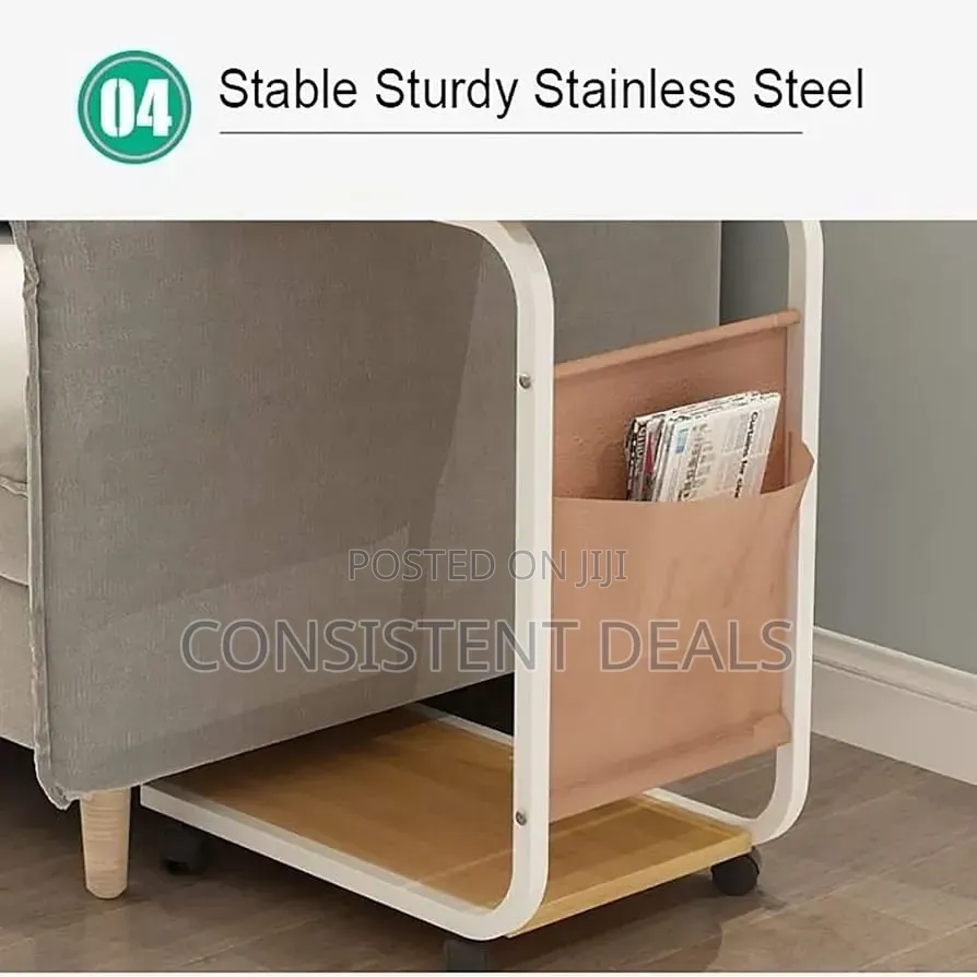 Mobile Side Table With Wheels Pocket