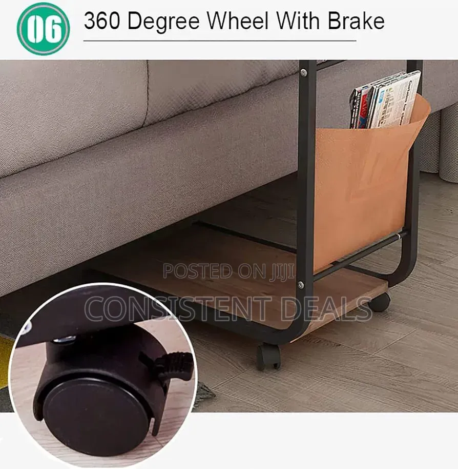Mobile Side Table With Wheels Pocket