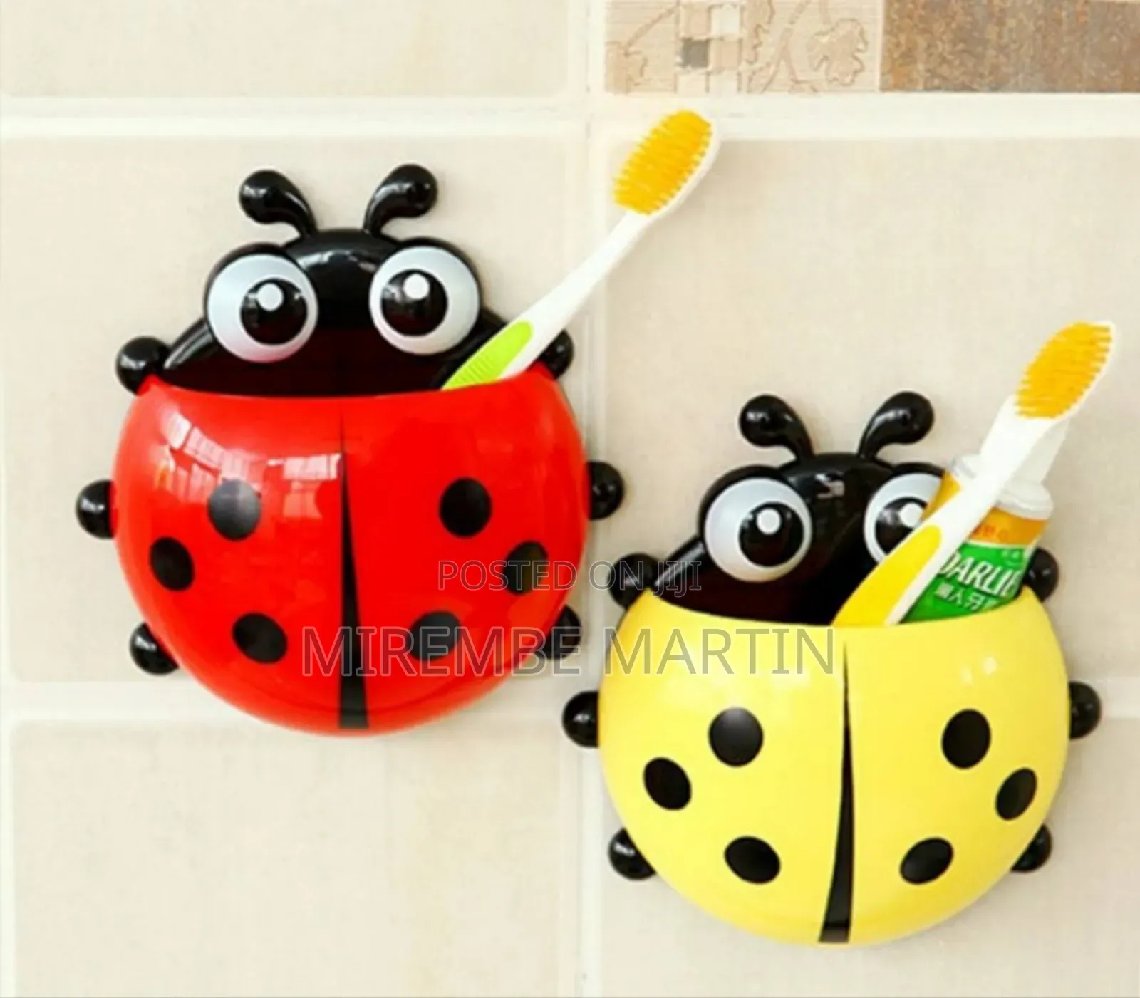 Ladybug Shaped Tooth Brush Holder With Suction Cup Cartoon Toothpaste