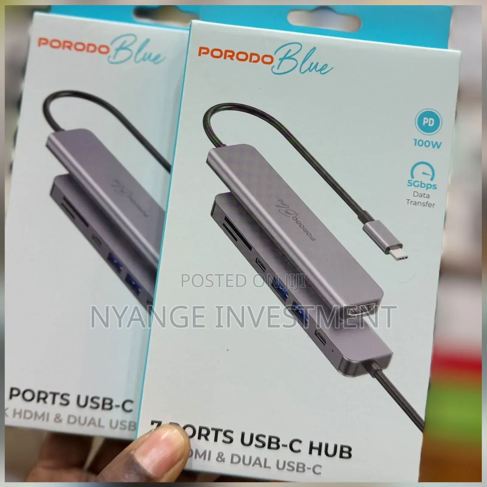 Porodo Blue 7-in-1 USB-C Hub.