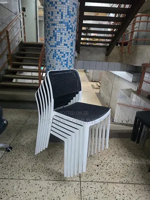 Stackable White and Black Plastic Chairs Plastic Chairs