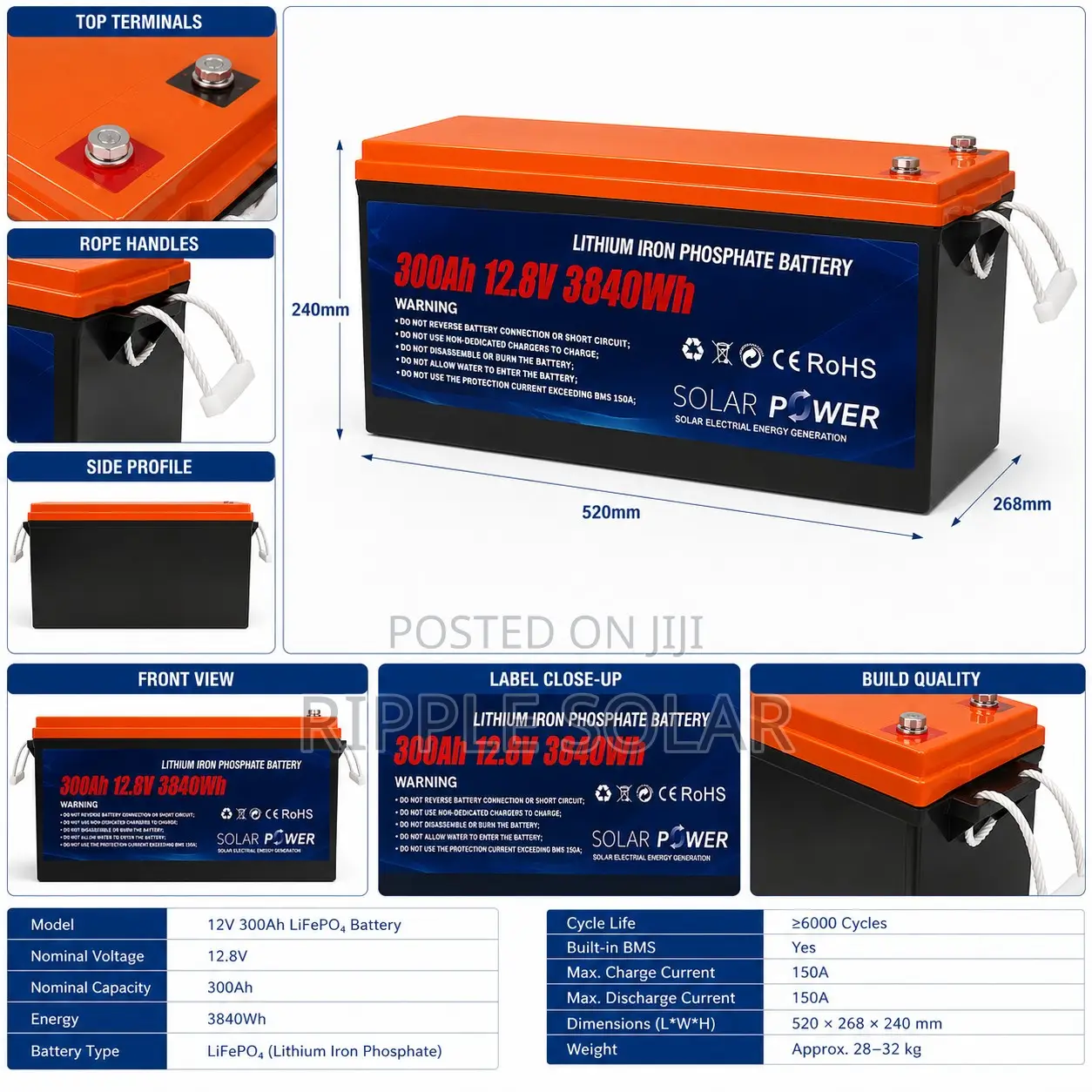 300Ah Deep Cycle Lithium Battery for Solar Systems 12V