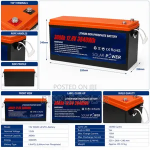 300Ah Deep Cycle Lithium Battery for Solar Systems 12V