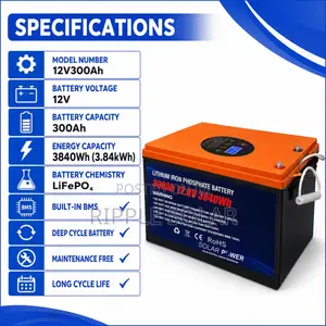 300Ah Deep Cycle Lithium Battery for Solar Systems 12V