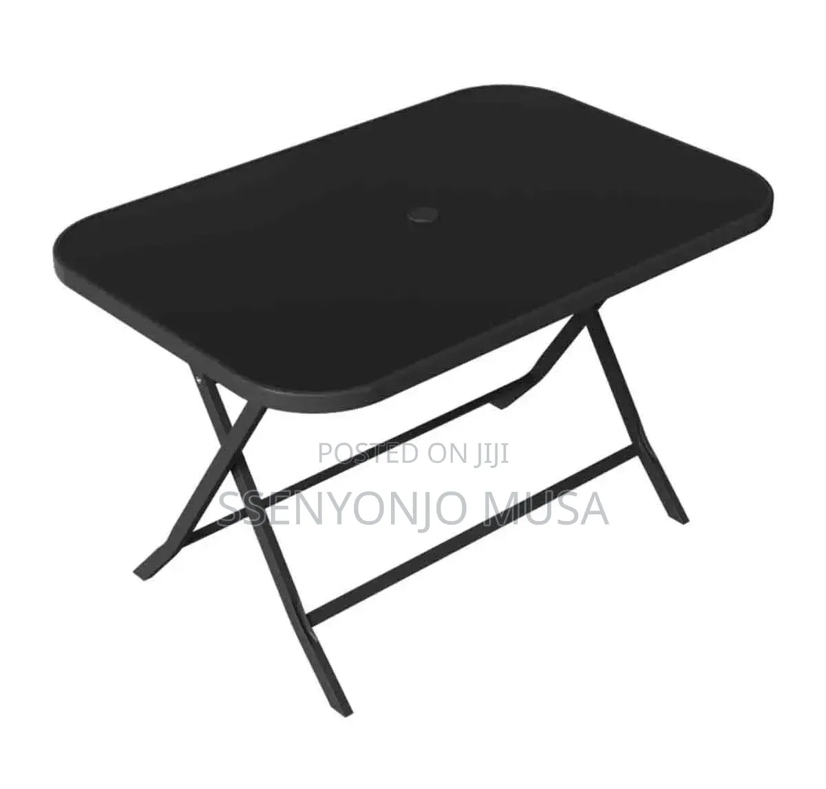 Modern Rectangular Outdoor Glass Dining Table 130 × 75 Cm – Black