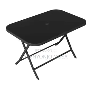 Modern Rectangular Outdoor Glass Dining Table 130 × 75 Cm – Black