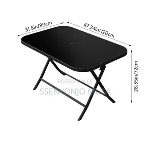 Modern Rectangular Outdoor Glass Dining Table 130 × 75 Cm – Black