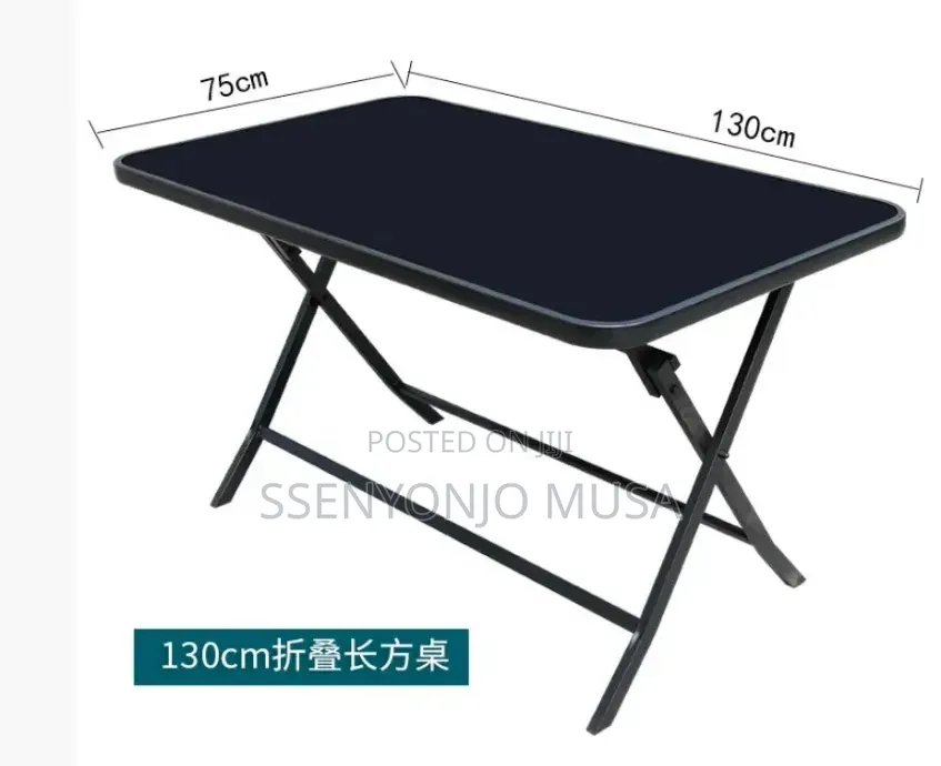 Modern Rectangular Outdoor Glass Dining Table 130 × 75 Cm – Black