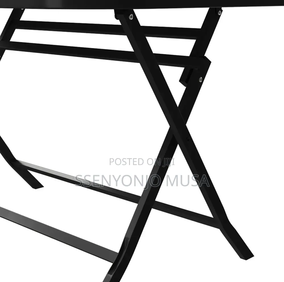 Modern Rectangular Outdoor Glass Dining Table 130 × 75 Cm – Black