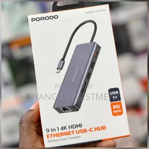 Porodo 9-in-1 USB-C Hub for Laptops and Tablets.