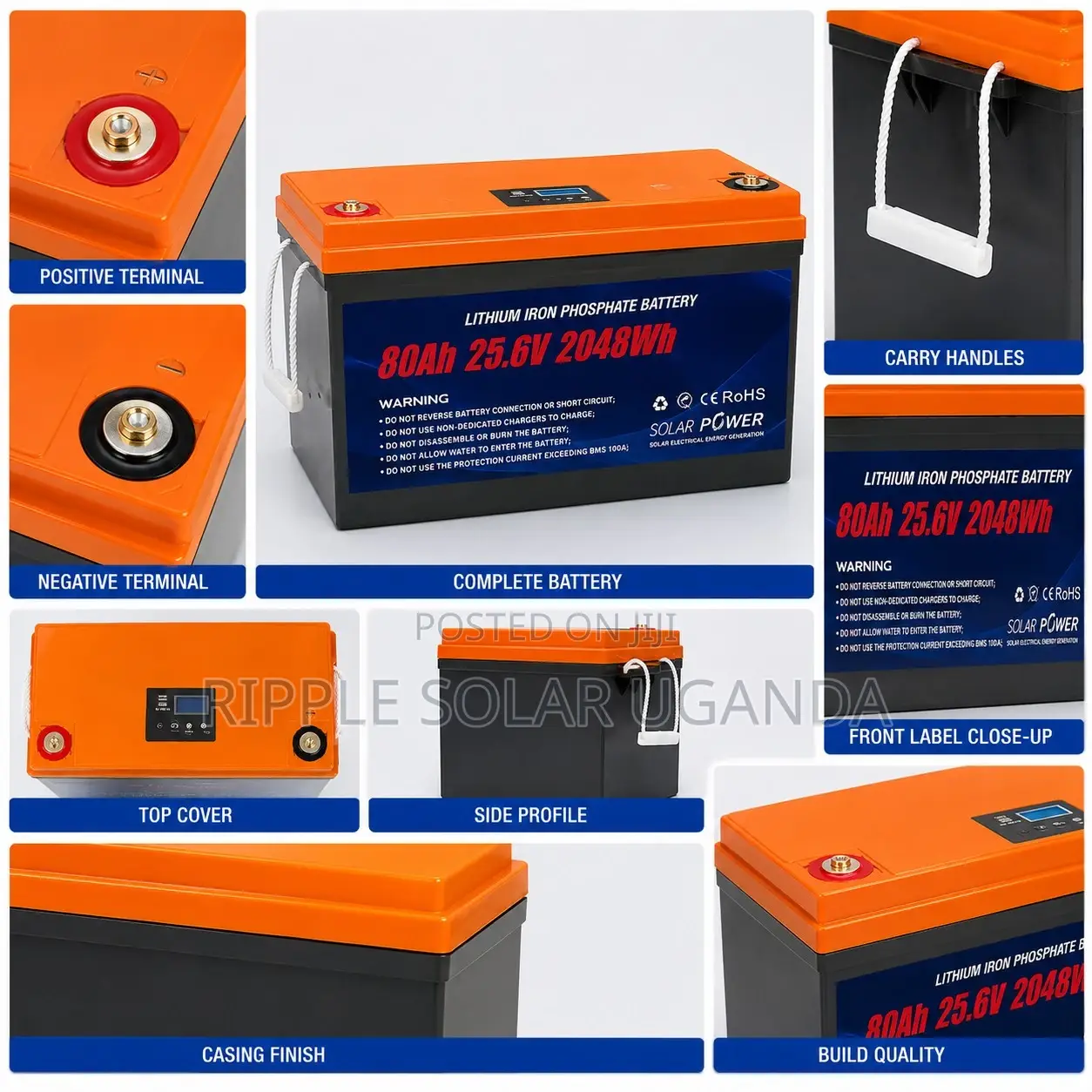 80Ah LiFePO4 Lithium Battery 2048Wh Solar Backup Battery 24V