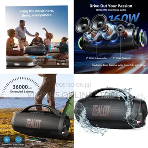 Zealot S98 Bass Portable Bluetooth Speaker, 160W RMS Speaker