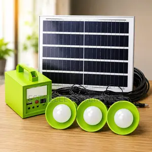 40W Portable Solar Lighting Kit With 3 Bulbs, Phone Charging