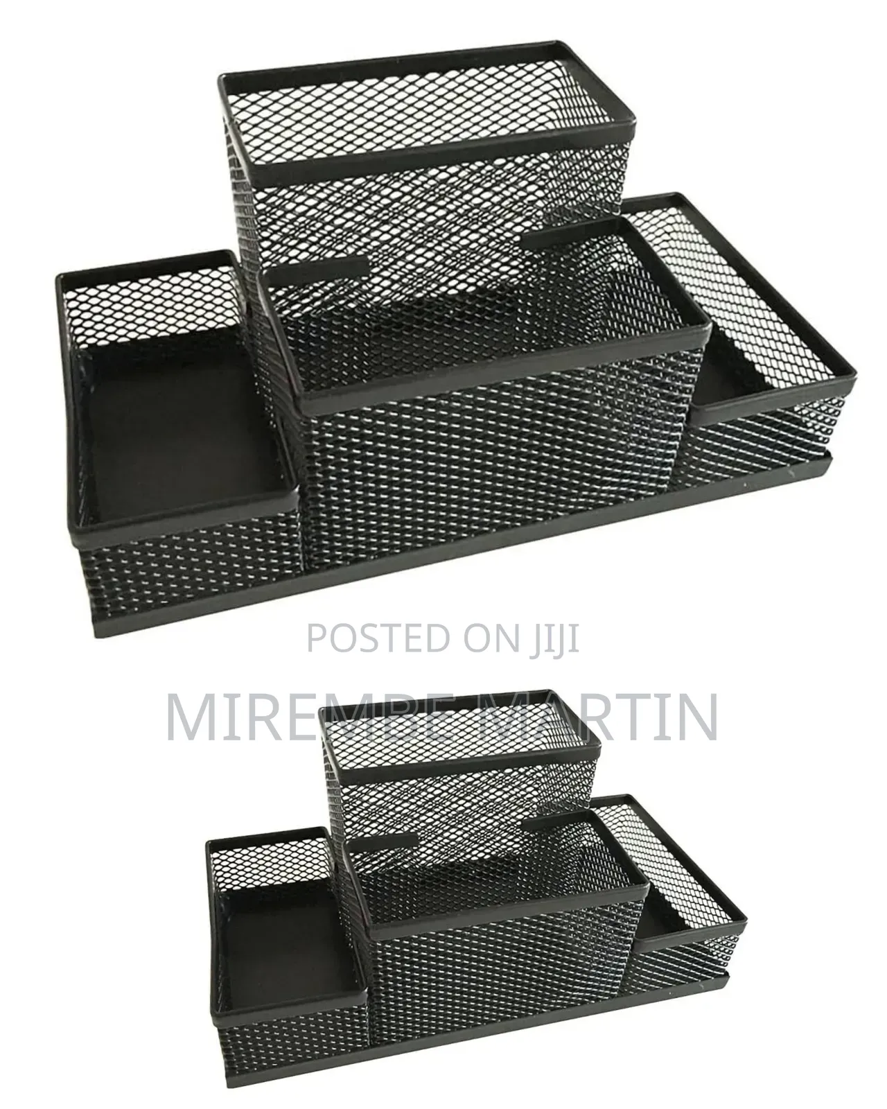 Black Mesh Pen Holder, Mesh Desk Organizer 4 Compartments