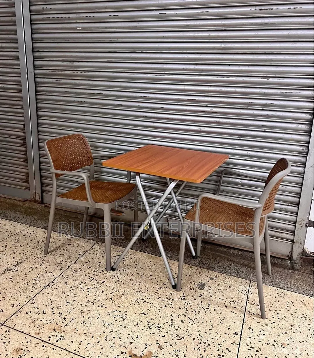 1 Folding Square Wooden Table + 2 VIP Plastic Chairs