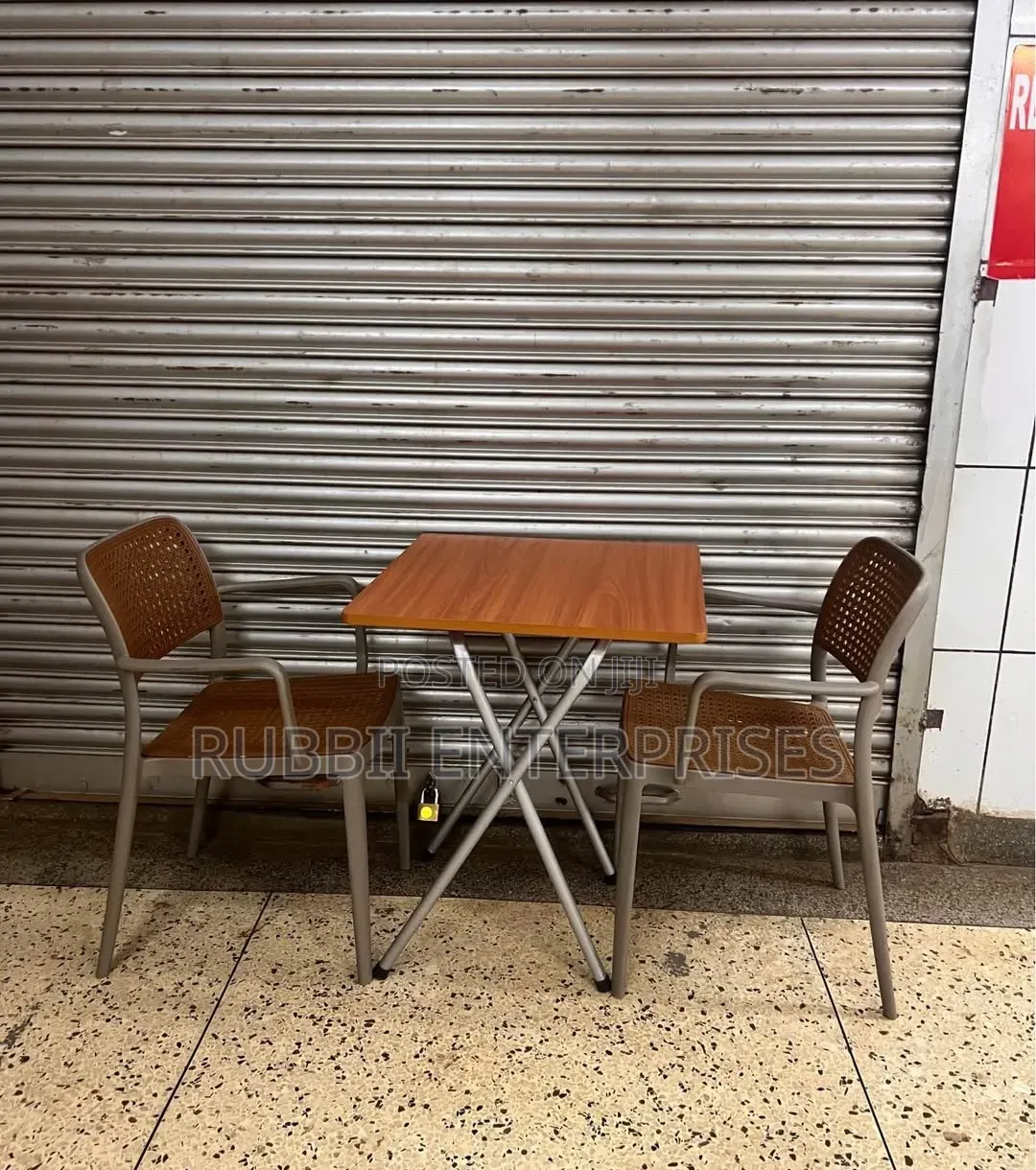 1 Folding Square Wooden Table + 2 VIP Plastic Chairs