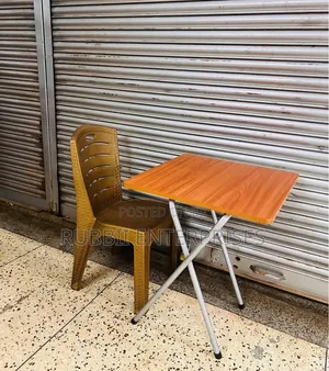 1 Folding Wooden Table + 1 Plastic Rattan Chair