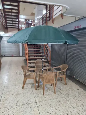 Outdoor Green Garden Umbrella With 4 Chairs Set Comb