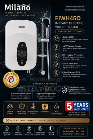 Milano Instant Water Heater With Italian Technology