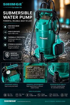 Shimge Submersible Water Pump 34 Meters for Deep Wells