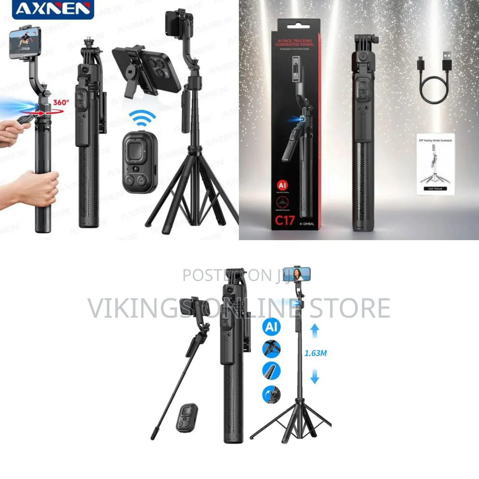 C17 Intelligent AI Face Tracking Tripod 360 Rotation With Stand