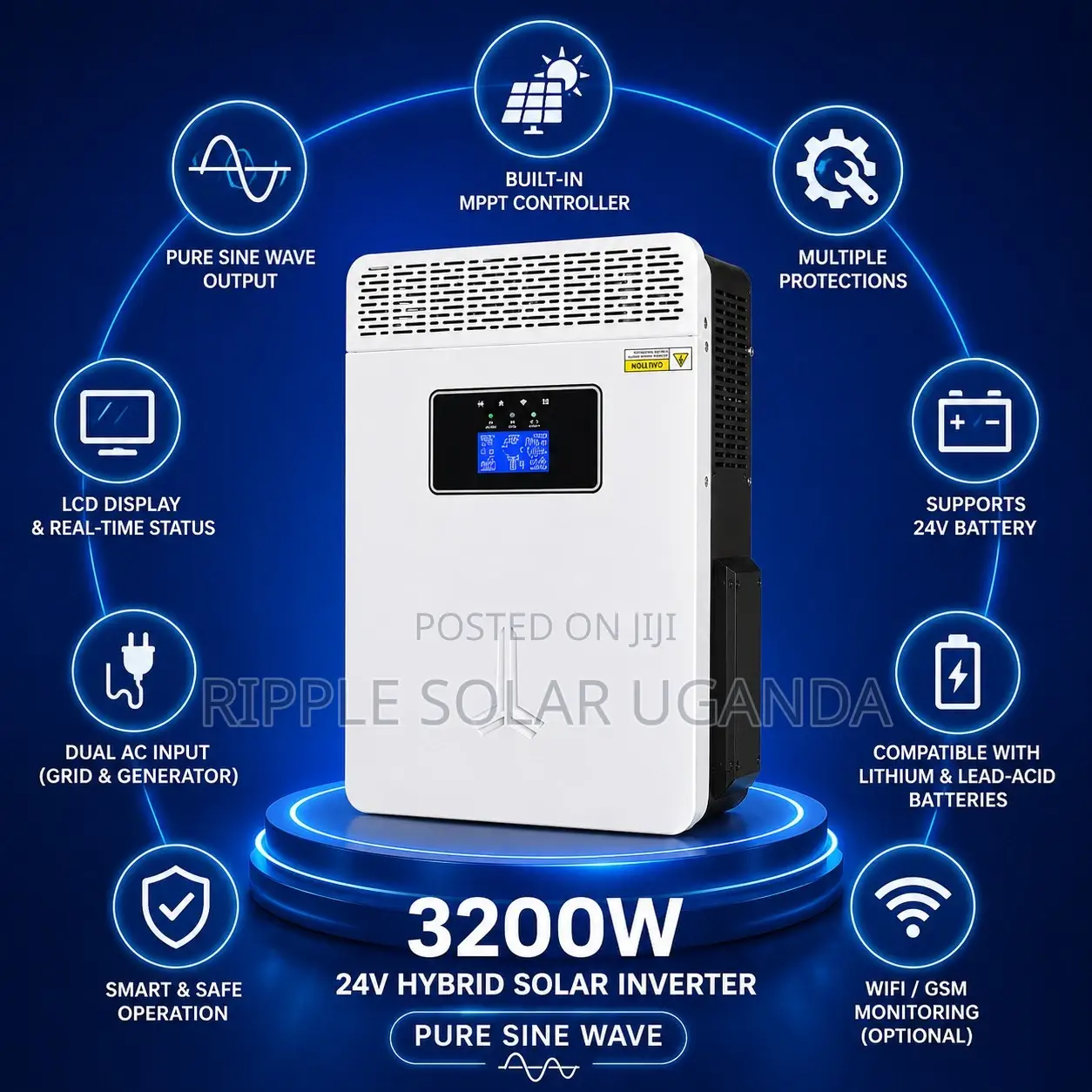 3200W Hybrid Solar Inverter Pure Sine Wave 24V MPPT
