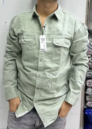 Versatile Long-Sleeve Denim Shirt. Double Pockets