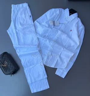 Linen Two-Piece Sets. White, Black, and Turquoise.