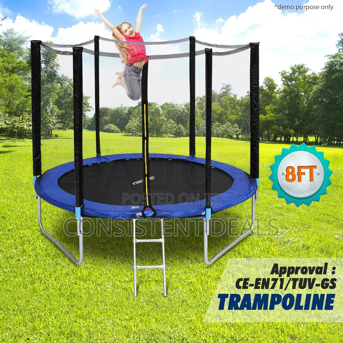 6ft Kids Trampoline Featuring a Blue Safety Pad