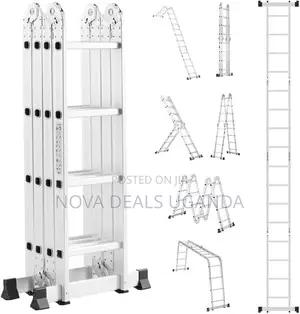 Multi-Purpose Foldable Ladder - 4x4, 16 Steps |Aluminum Folding Ladder