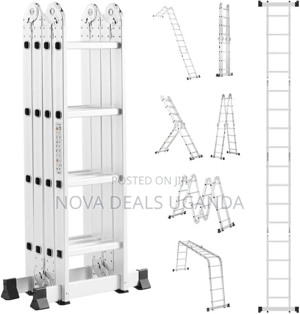 Multi-Purpose Foldable Ladder - 4x4, 16 Steps |Aluminum Folding Ladder