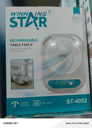 Winning Star ST-4052 Is a 6-Inch Rechargeable Table Fan