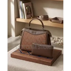 CHRISBELLA Elena Woven Leather Satchel Bag Wallet Set