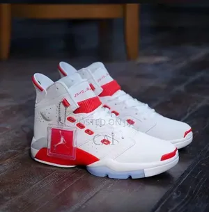 Jordan 6-17-23 Sneakers in White and University Red,