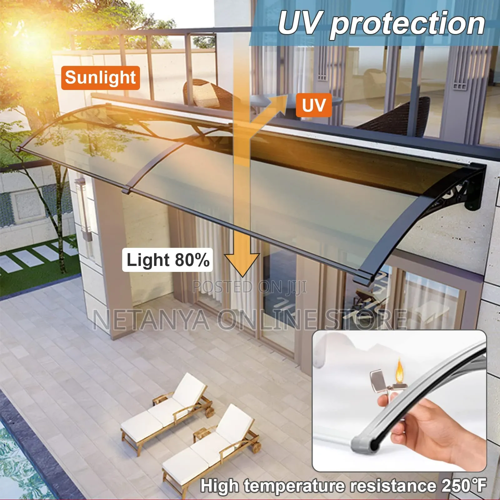 Durable Aluminium Modern Awning Canopy 1m