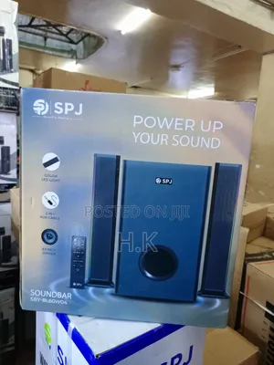 SPJ SBY-BL60W04 Soundbar System, a 2.1 Channel Audio Setup.