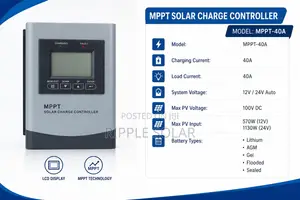 40A Smart MPPT Solar Charge Controller 12V 24V