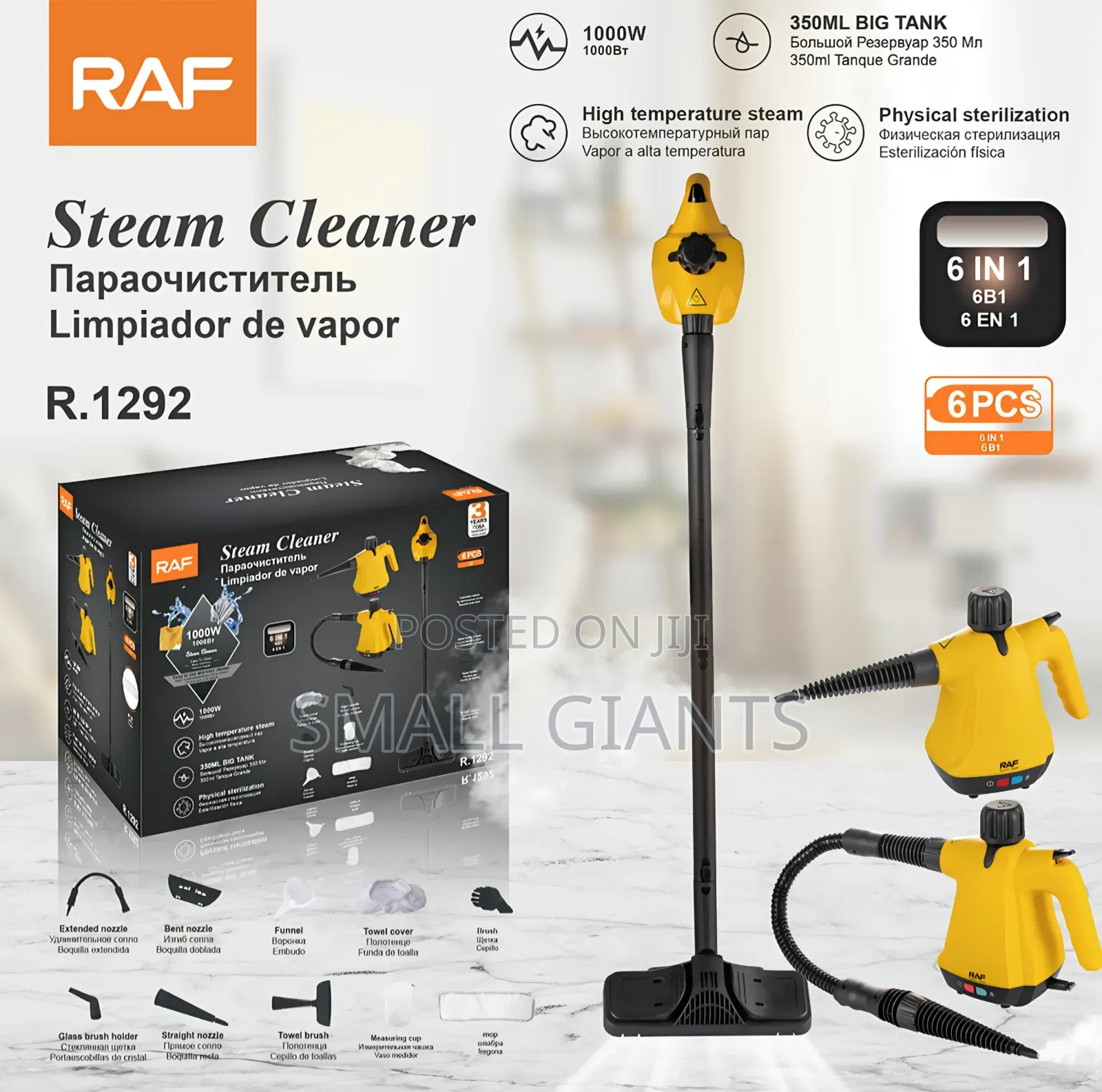 6-in-1 High Temperature 1000W Handheld Steam Cleaner
