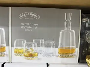 Danny Home Luxury 5-Piece Metallic Base Whiskey Decanter Set