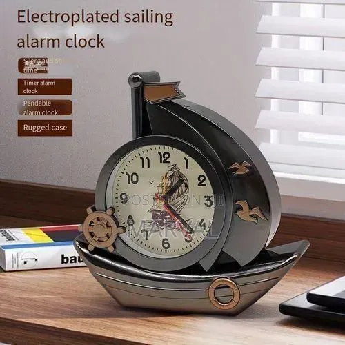 Electroplated Sailing Vessel Decorative Alarm Clock