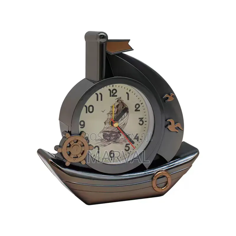 Electroplated Sailing Vessel Decorative Alarm Clock