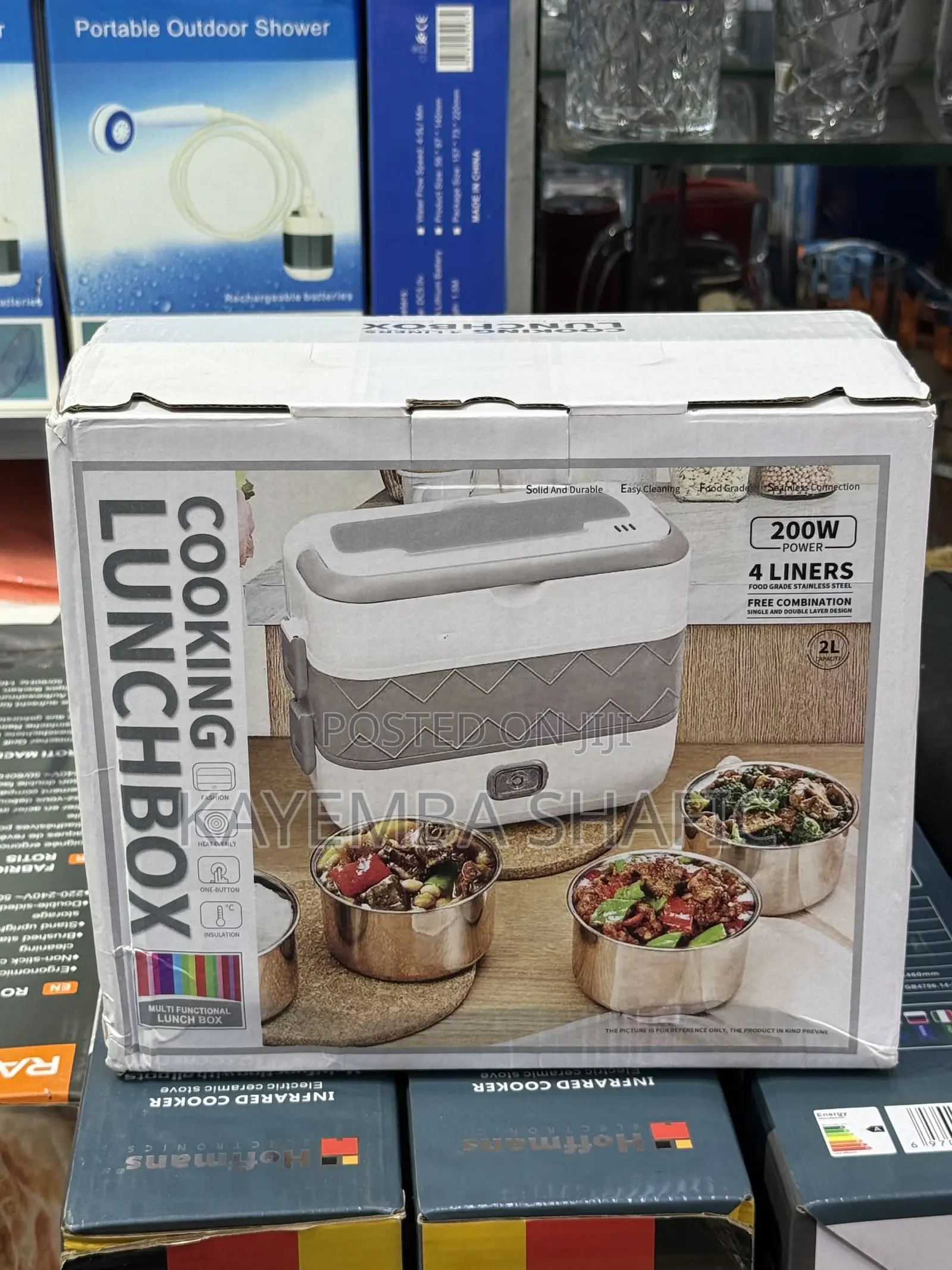 Portable 2L Electric Cooking Lunch Box With 4 Stainless Liners
