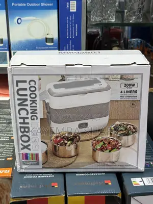 Portable 2L Electric Cooking Lunch Box With 4 Stainless Liners