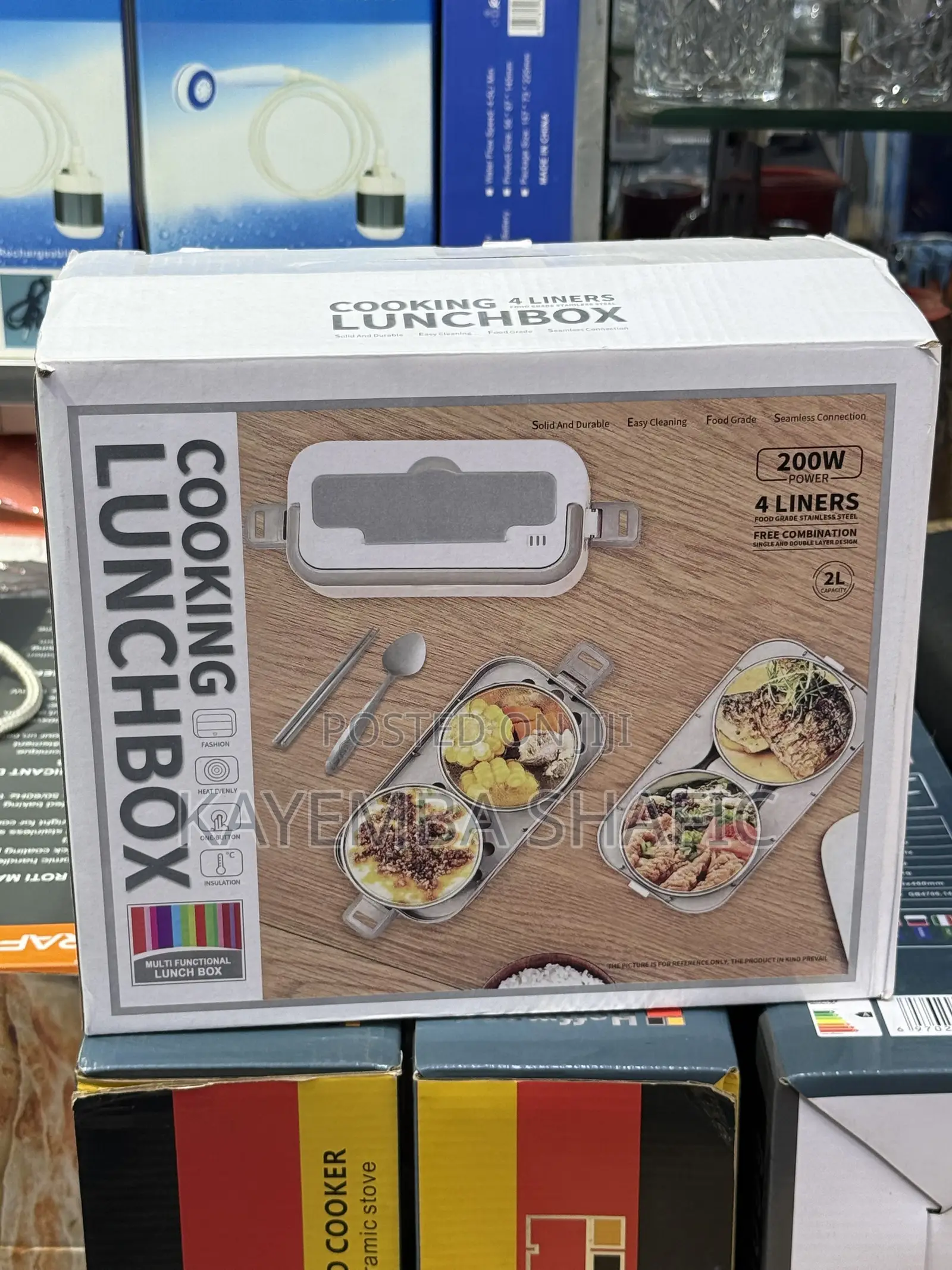 Portable 2L Electric Cooking Lunch Box With 4 Stainless Liners