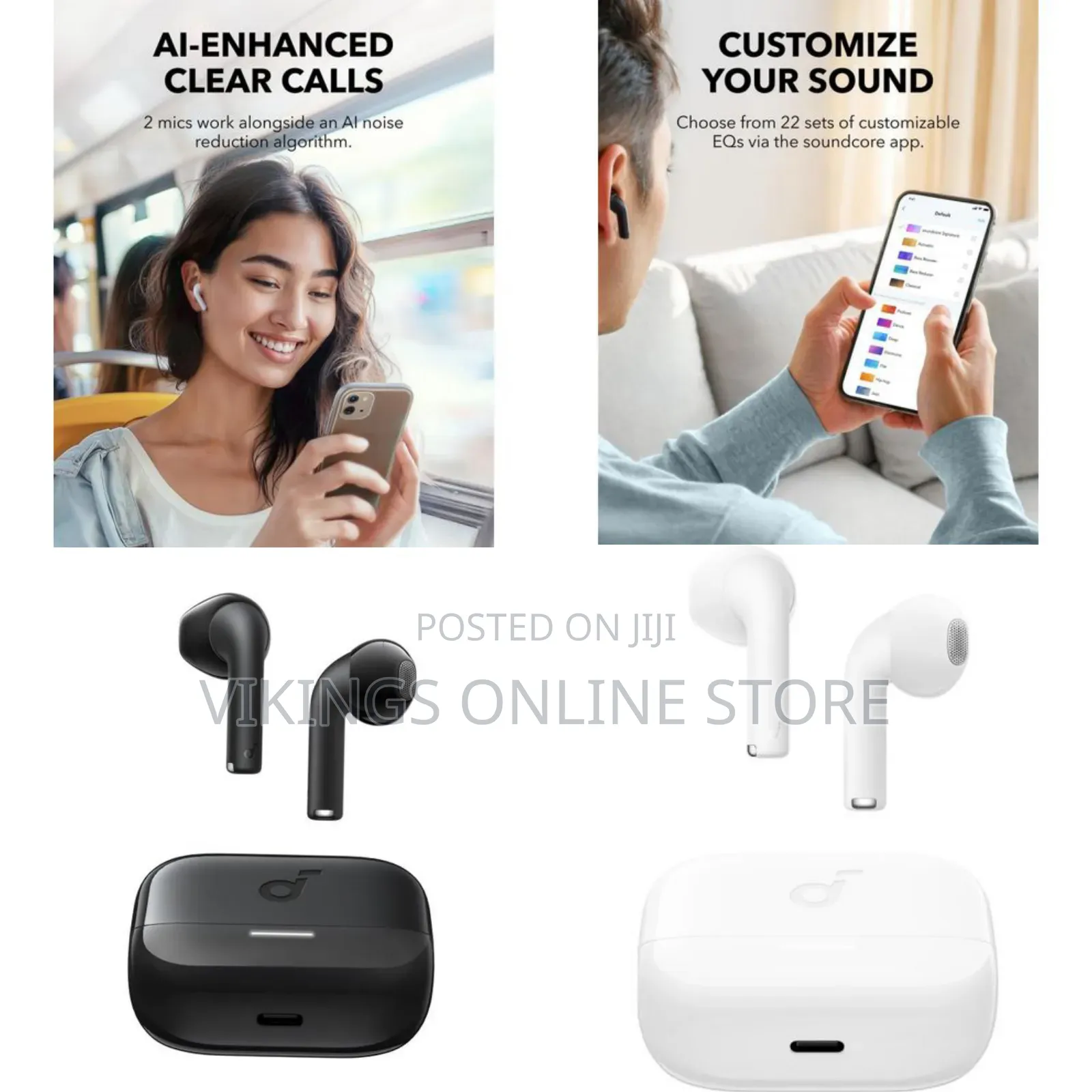 Soundcore K20i by Anker, Semi-in-Ear Earbuds, Bluetooth Wireless, 36H